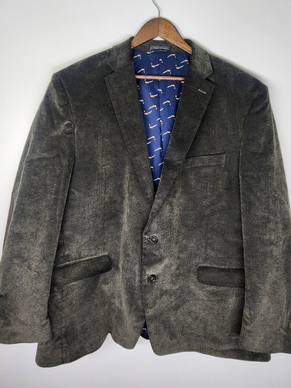 Chaps Brown Corduroy Sport Coat Blazer Elbow Patches Dog Lining Men's 50L